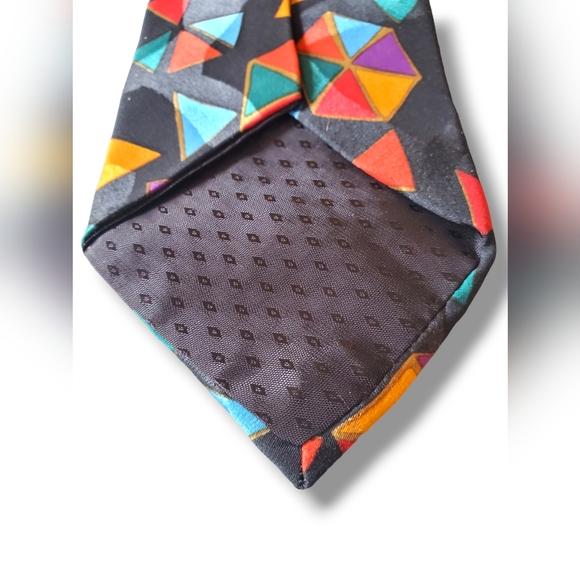 Vintage Henri Christian Geometric Print Silk Tie - Picture 5 of 5